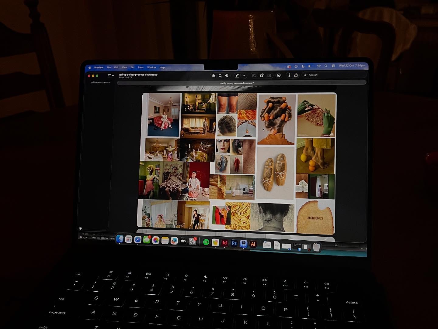 Process document: the film’s visual moodboard laid out on screen