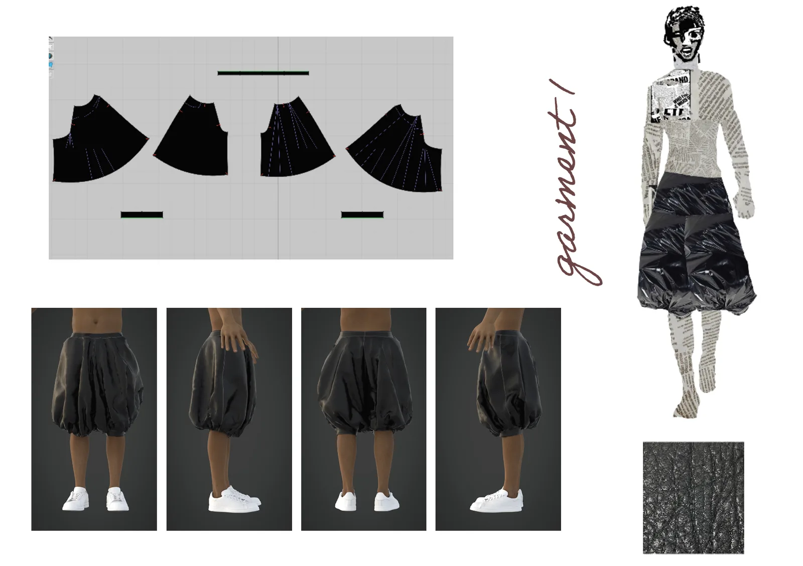 Garment realisation, Clo3D pattern and render 1